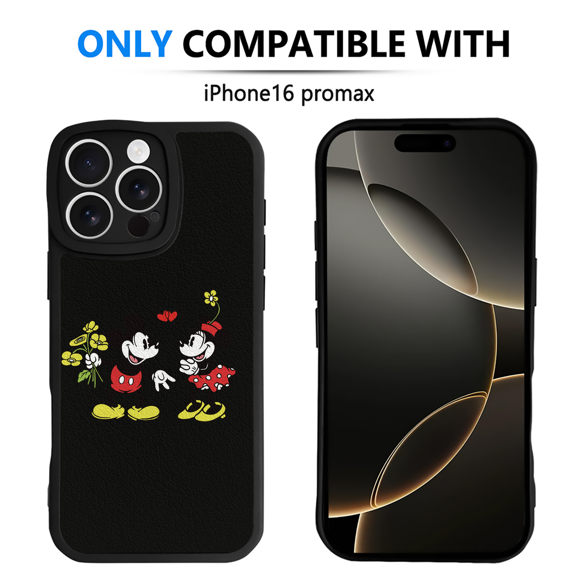 （画像用） ミッキーマウス Mickey Mouse 【iPhone 16シリーズ対応】シリコンスマホケース（レザー調） 材質：シリコン